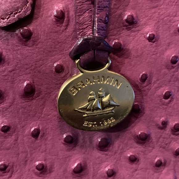 Brahmin Tori Tote Ostrich Fig Normandy Bag Purse Leather - Picture 6 of 16